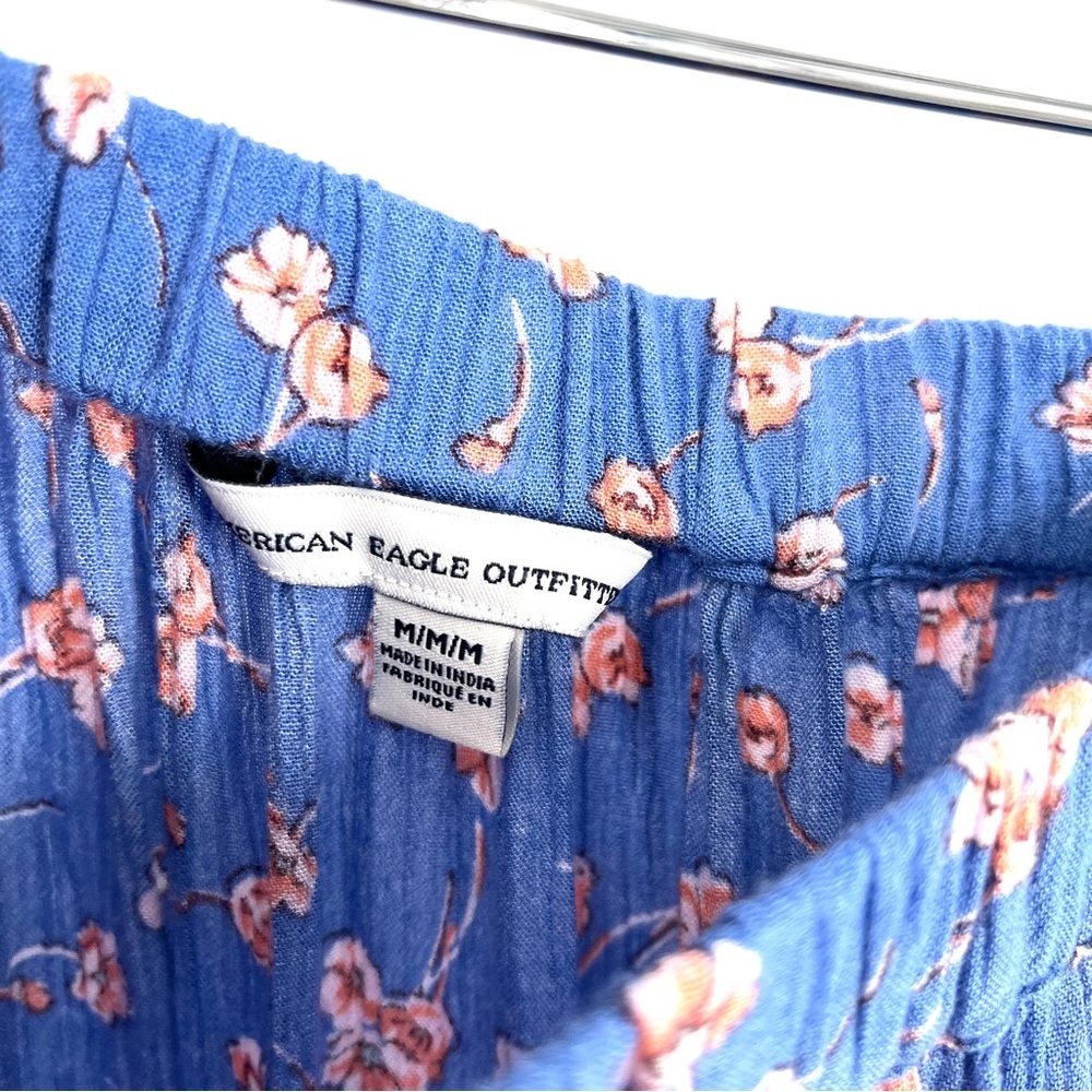 American Eagle Womens Midi Skirt Size M Floral Blue Hi Low - Picture 7 of 8